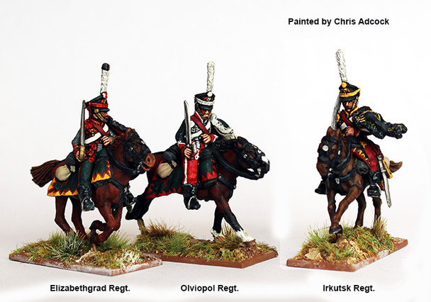 Napoleonic Russian Hussars Full Dress, Shouldered Swords, Galloping - Available to Order
