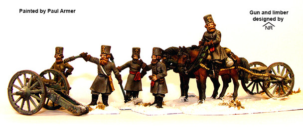 Napoleonic Russian Opolchenie 3pdr & 2 Horse Limber - Available to Order