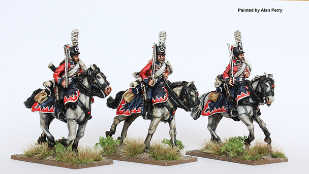 Napoleonic 1806 Prussian Army Hussars in Shakos, Shouldered Swords, Galloping - Available to Order