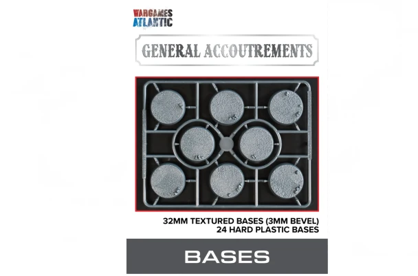 General Accoutrements: 32mm Textured Bases (3mm Bevel)