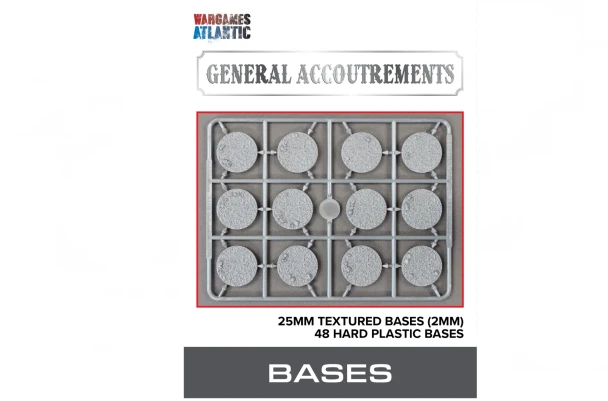 General Accoutrements: 25mm Textured Bases (2mm Bevel)