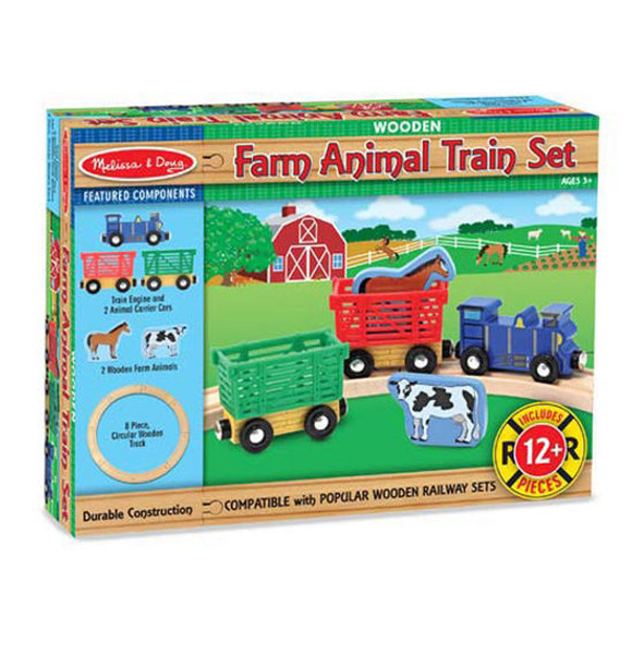 Wood Farm Animal Train Set