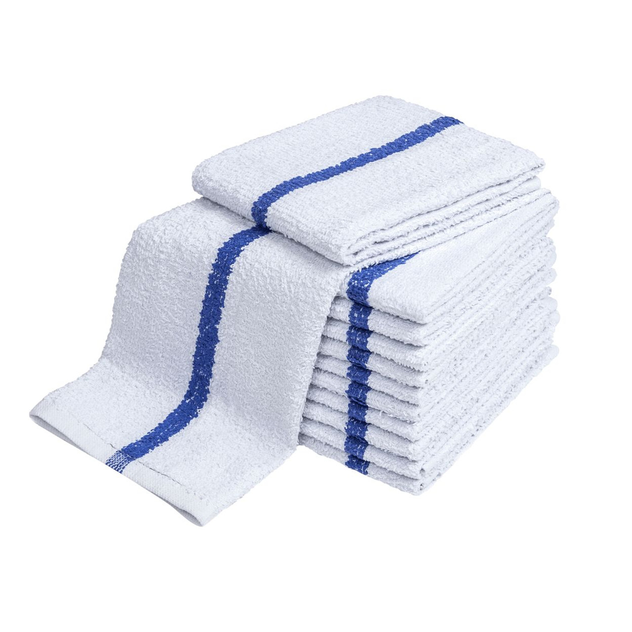 Bar Towels - Ribbed Terry 100% Cotton, Center Stripe