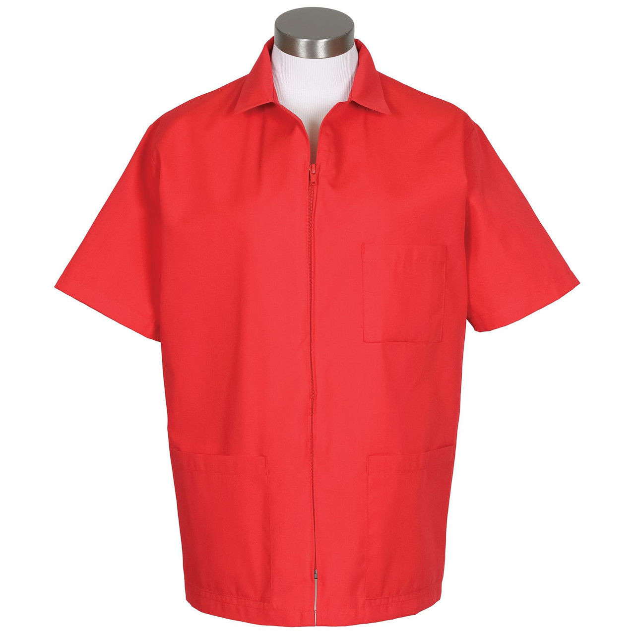 Zipper Front Smock, Red