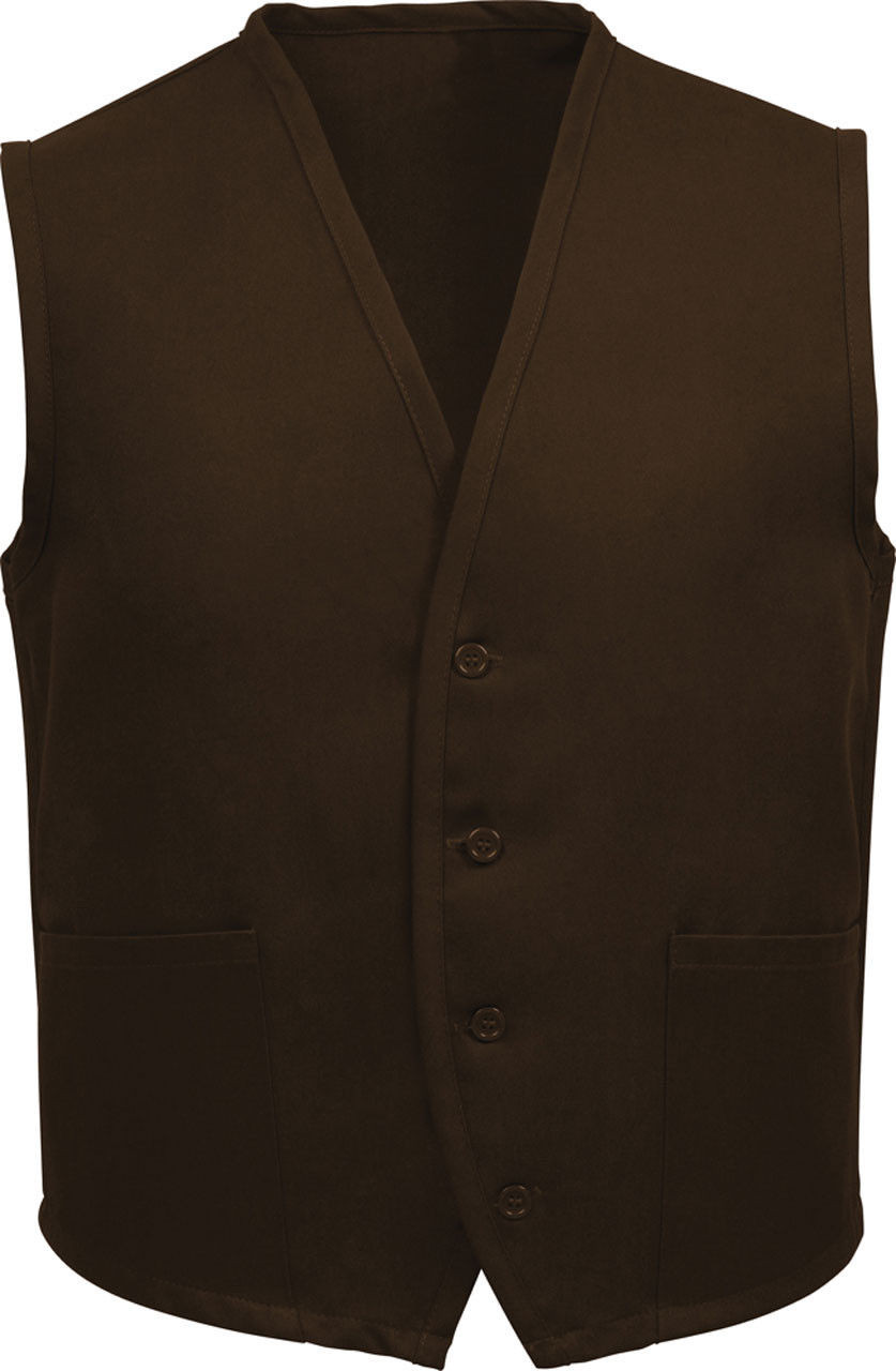 Unisex Vest, 2 Pocket, Brown V65 Fame Fabrics|Uniform Vests