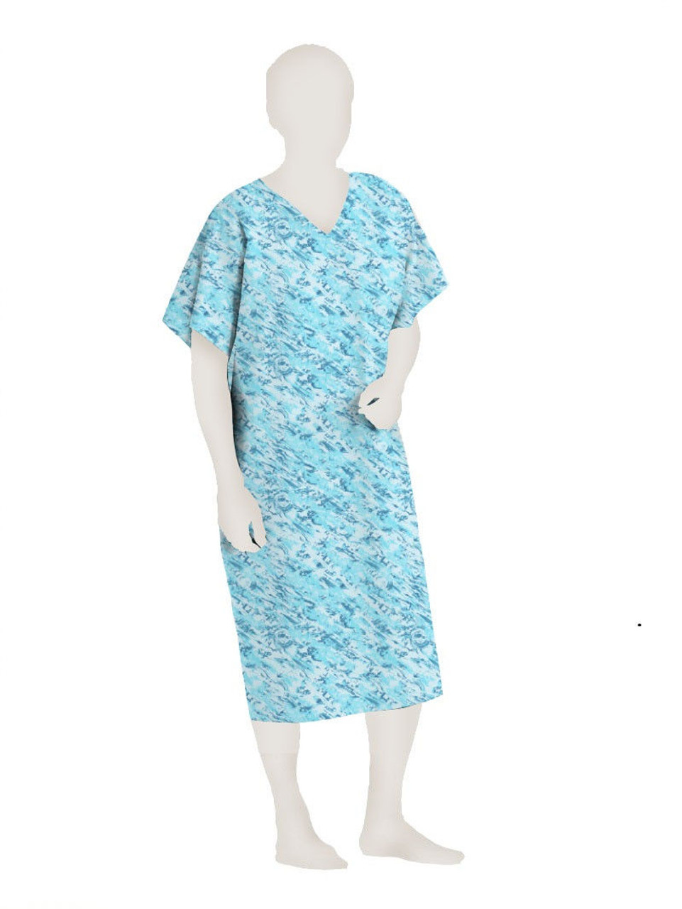 Blue patient gown with snowflake print - USL Medical