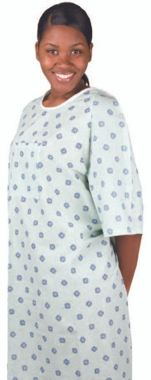 Nicole Gownie Baby Be Mine Maternity Delivery Labor Hospital Gown Blue Dots