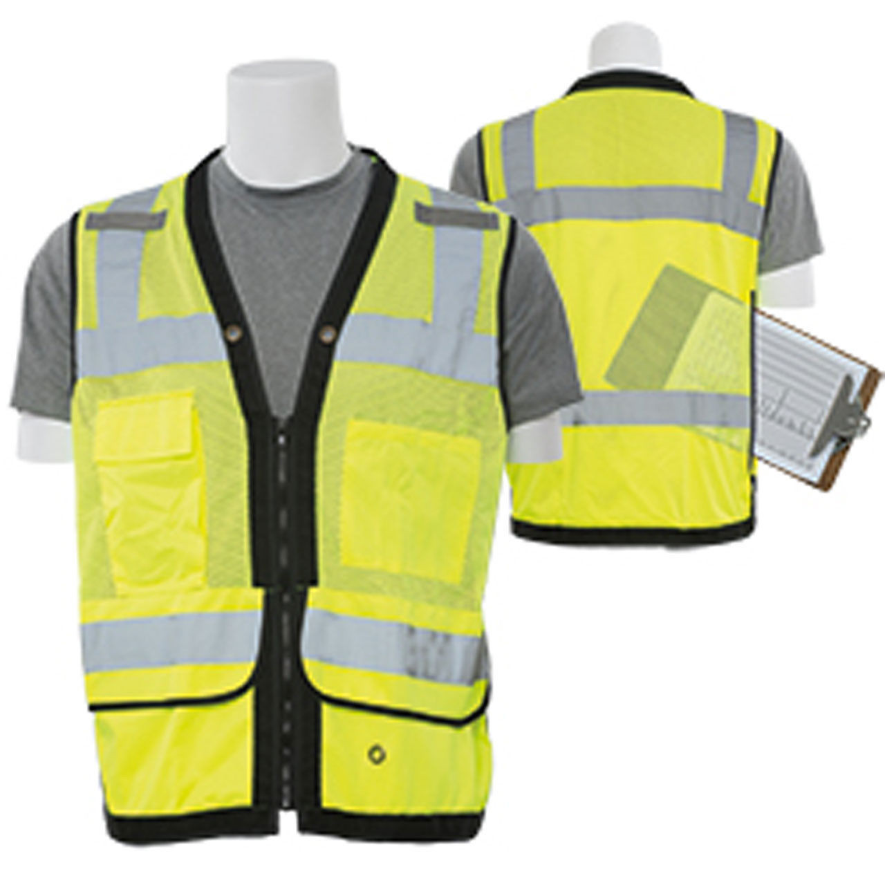 S251 Premium Surveyor Vest with Grommets and Clipboard/Tablet
