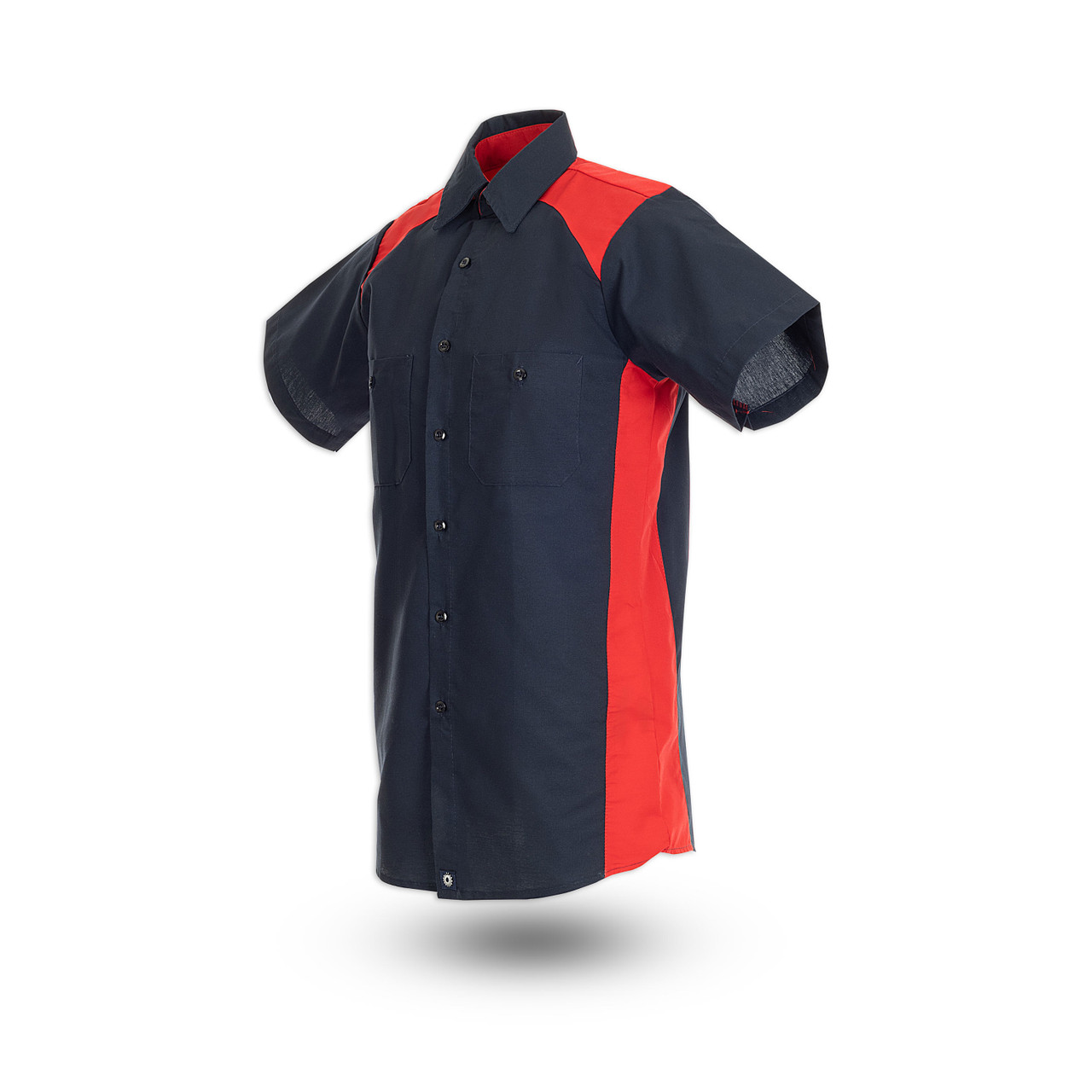 Motorsport Short Sleeve Work Shirt, Navy with Red