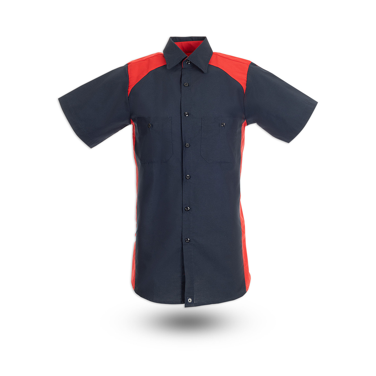 Motorsport Short Sleeve Work Shirt, Navy with Red