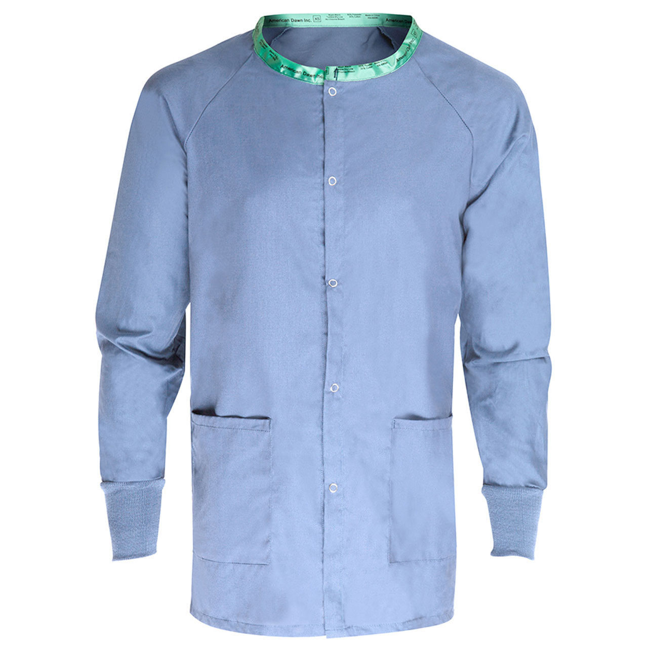 Ameri UND ASYMMETRY COLLAR JACKET¥21,450 Ceil Blue Scrub Warmup Jacket by American Dawn