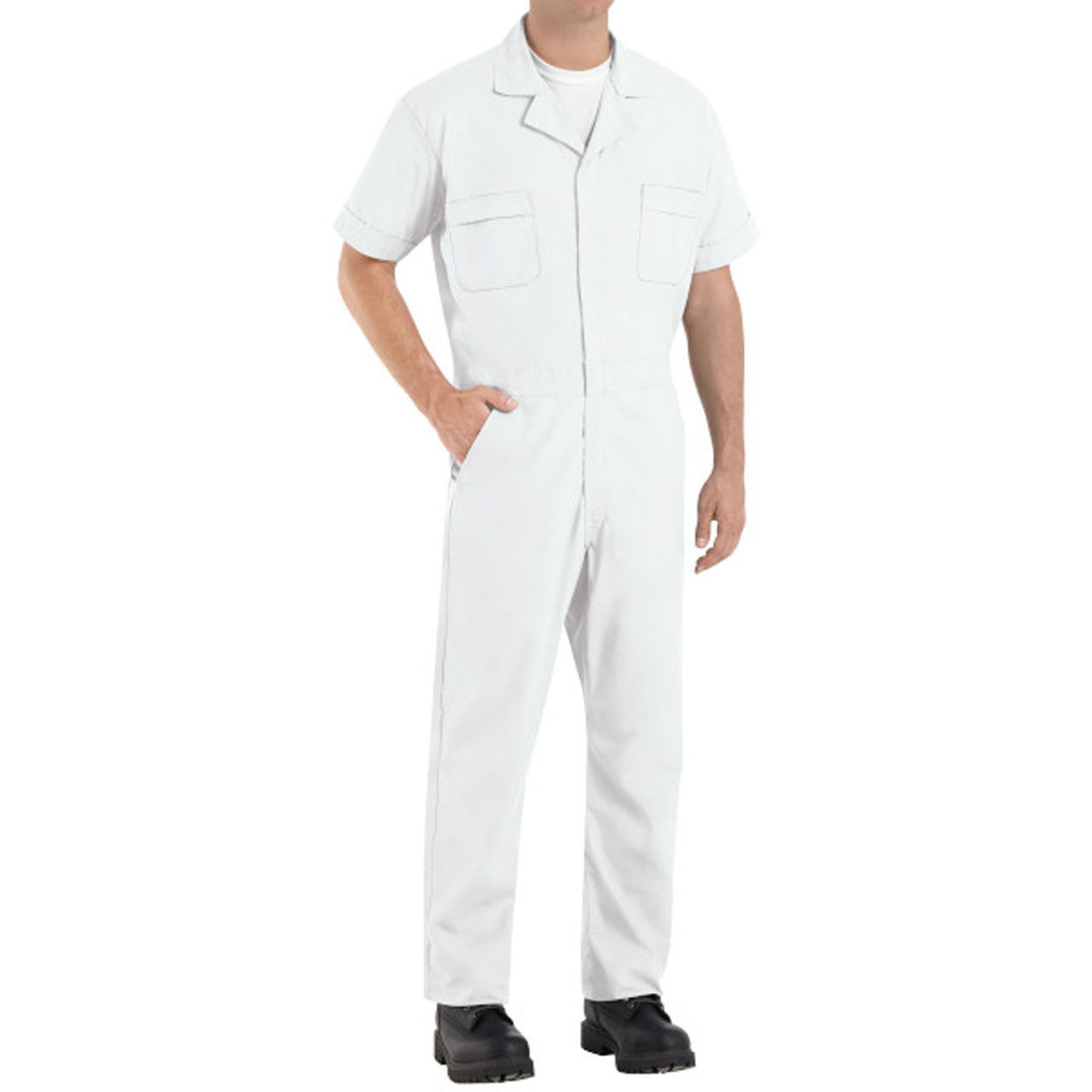 Red Kap CP40WH Short Sleeve White Speedsuit Jumpsuit|Work