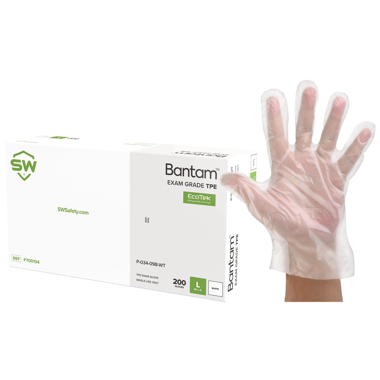 SW White Single-Use Thermoplastic Gloves P-021-098-WT