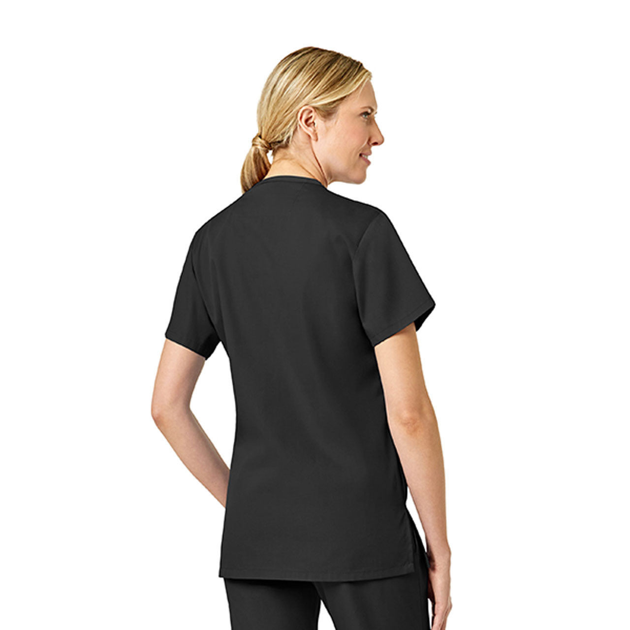 V-Neck Tunic Top, Black|Women's Work Shirts