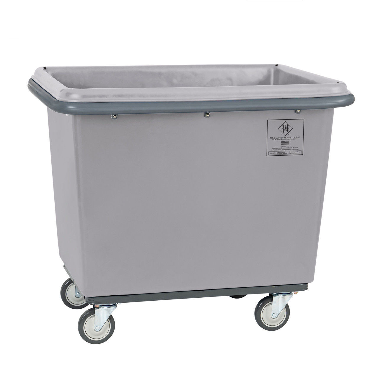 Industrial Laundry Cart on Wheels, Gray- 6 Bushel - 4606GPTB