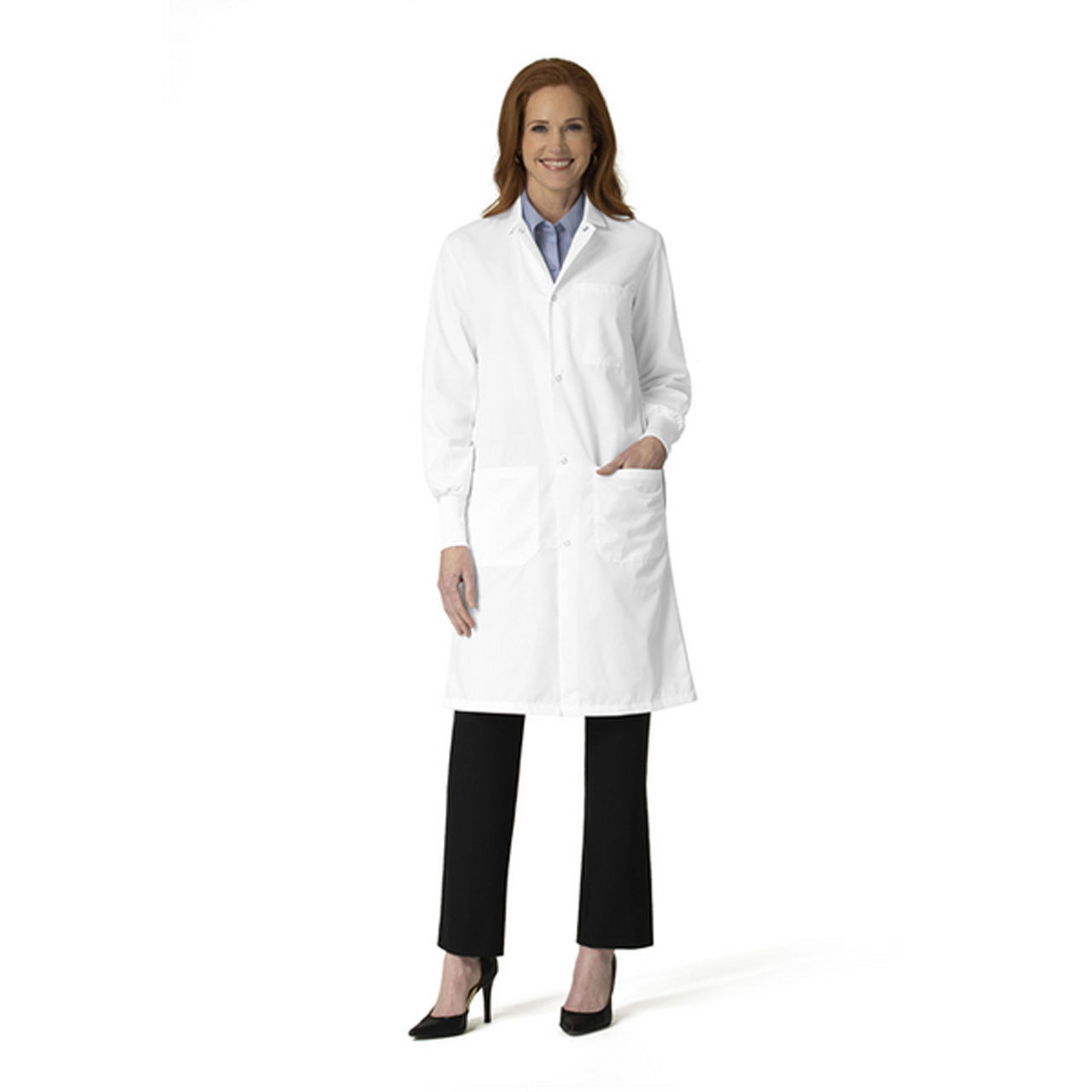 Unisex White Lab Coat with Snaps and Knit Cuffs - Bulk case of 36