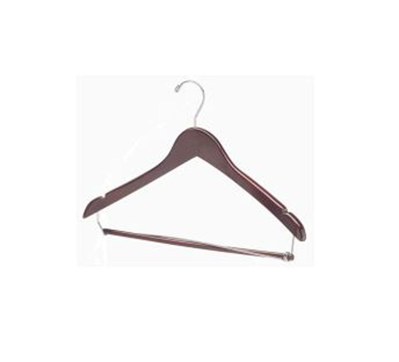 Open Hook Contoured Wooden Hangers With Trouser Clamps In Bulk Case Of 100  Pieces