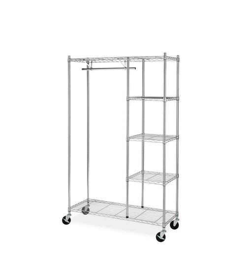 Rolling Garment Rack With Shelves