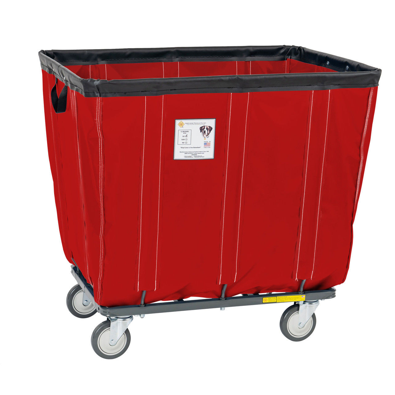 Vinyl Basket Truck, 6 Bushel, Red|Laundry Carts, Trucks, and Racks