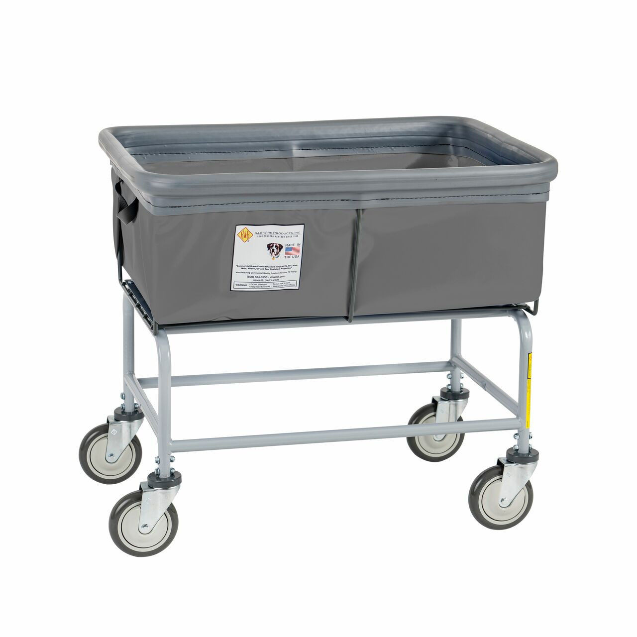 Elevated Vinyl Basket Truck With Bumper, 3 Bushel, Gray|Vinyl
