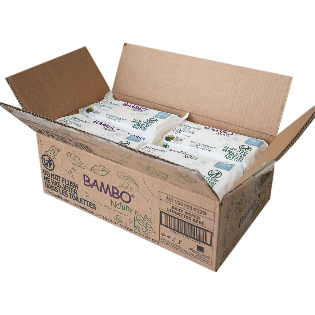 Lingettes Bébé Bambo Nature - Lot 12 Paquets De 80, Douces, Bio, Vegan, écolabel - Pour Change, Nettoyage, Peau Sensible