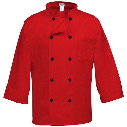 10 Button Classic Red Chef Coat, Fame C10P Fame Fabrics