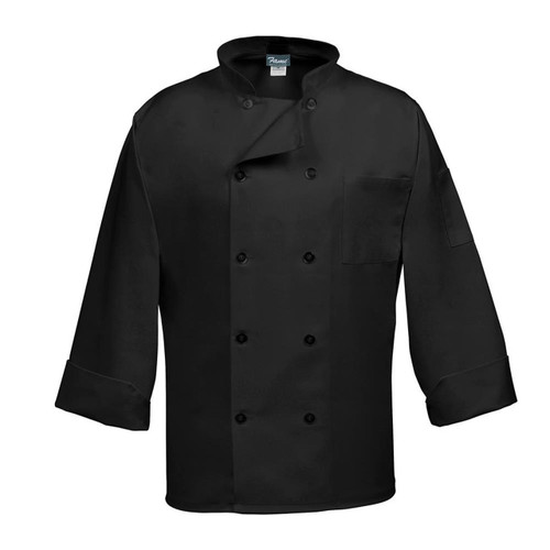 10 Button Classic Black Chef Coat, LS, Fame C10P Fame Fabrics