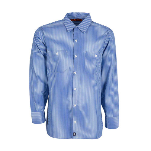 S10GM Men's Industrial Work Shirt, Blue/Light Blue Stripe Pinnacle Textile Industries