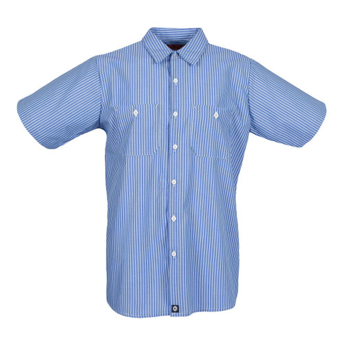 S12GM Men's Short Sleeve Blue/Light Blue Stripe Industrial Work Shirt Pinnacle Textile Industries