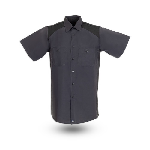 Motorsport Short Sleeve Work Shirt, Charcoal with Black Pinnacle Textile Industries
