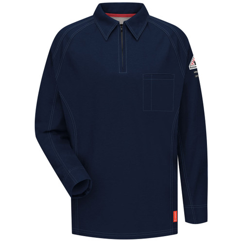 Bulwark iQ Series FR Long Sleeve Comfort Knit Polo, Dark Blue 