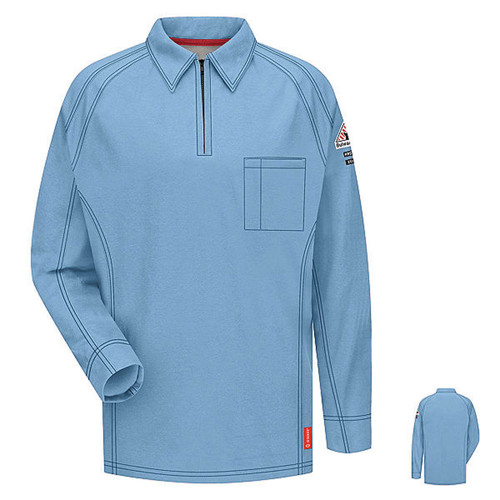 Bulwark iQ Series FR Long Sleeve Comfort Knit Polo, Blue 