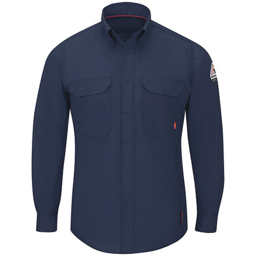 Bulwark iQ Series QS24NV FR Men's Lightweight Work Shirt, Navy Blue 