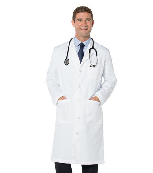 Landau Doctor Coat for Men - Classic Fit, 3 Pockets, 5 Button, Full Length, Stitched Back Belt Lab Coat 3140 