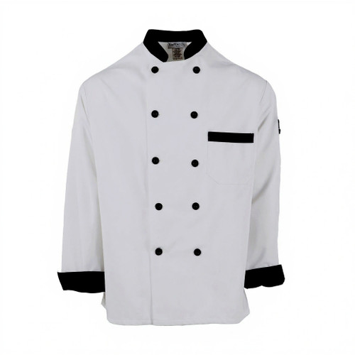 C325 Chef Coat, Black Trim, 10 Buttons, Spun