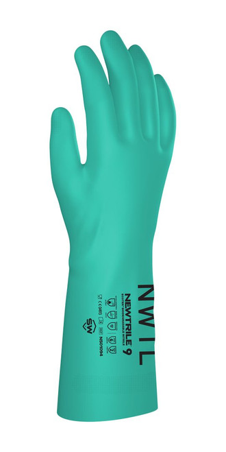 NewTrile Chemical-Resistant Nitrile Gloves Featuring EcoTek Technology, Unlined with 11 mil Thickness, Biodegradable - NU11-RD-ECO-GR SW Safety