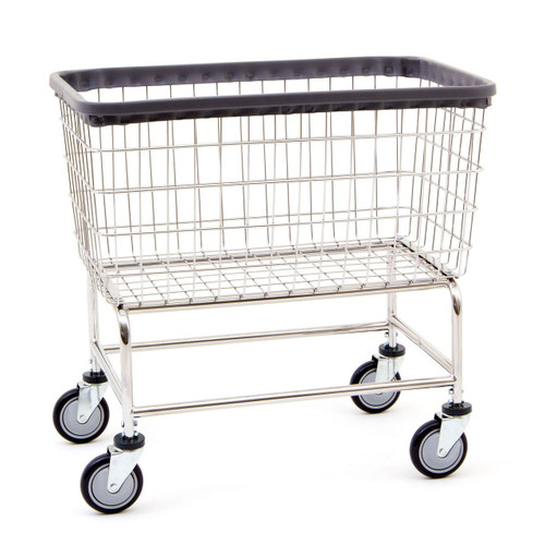 2.5 Bushel Wire Laundry Cart with Double Pole Rack, Chrome|Laundry