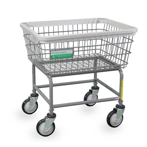 2.5 Bushel Wire Laundry Cart with Double Pole Rack, Chrome|Laundry