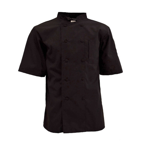 C501BK Pinnacle Ringspun Poplin Black Chef Coat - Half Sleeve Pinnacle Textile Industries