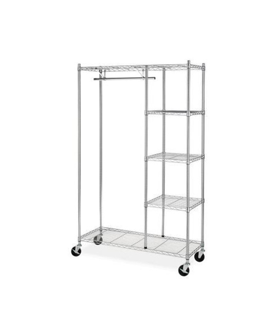 Rolling Garment Rack With Shelves Whitmor