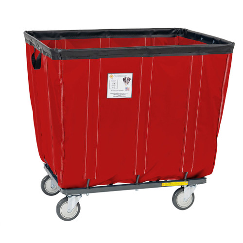 Steel Base Vinyl Basket Truck, 18 Bushel, Red R&B Wire