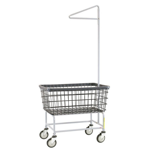 4.5 Bushel Large Wire Laundry Cart with Single Pole Rack, Chrome R&B Wire