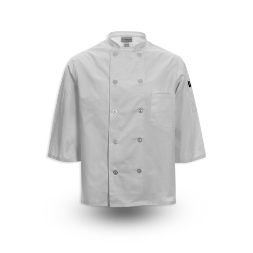 White C834 Ten Button Chef Coat With Pockets - 3/4 Sleeve