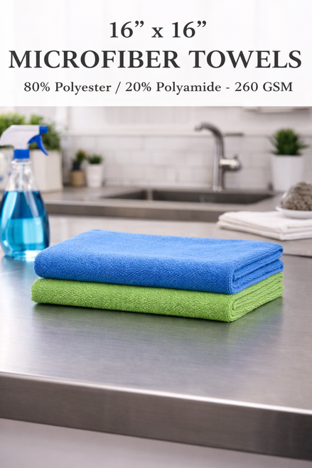 Still Water Linens Microfiber Towels 16 x 16, 260 gsm - Case Quantity