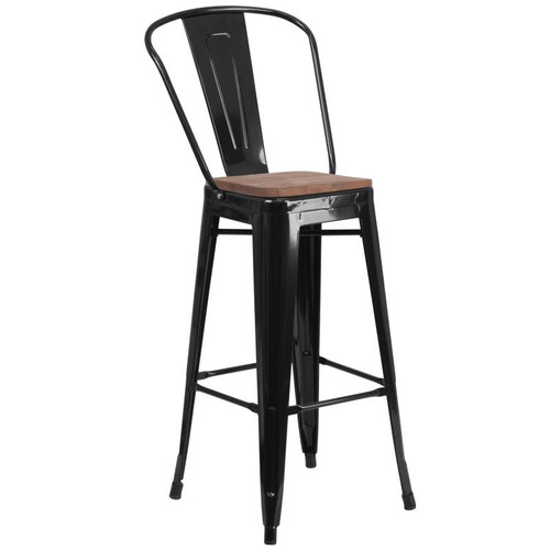 Lily Metal Bar Stools - Commercial Counter & Bar Height Stools with Wood Seat