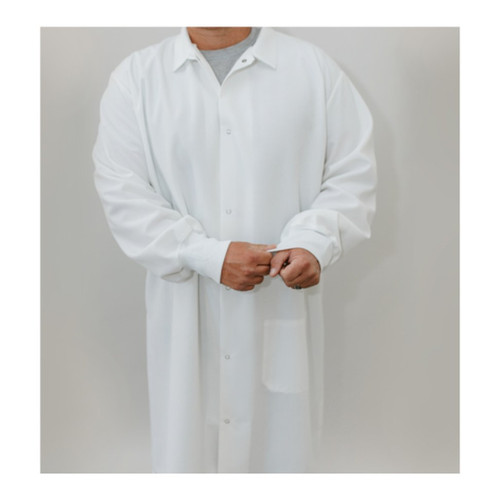 No-Pocket Butcher Frock Coat | White Snap-Front Slit-Side Coat