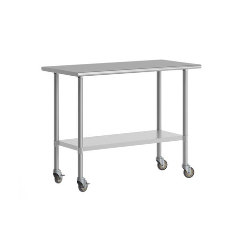 NH-WT-2448-CAS-GG NSF Stainless Steel Prep Table with Casters
