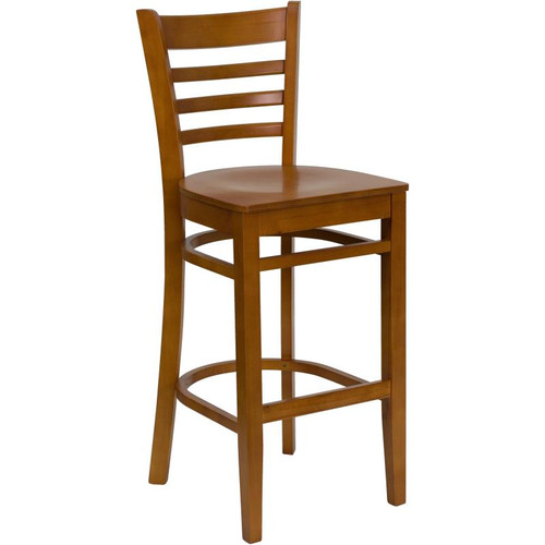 HERCULES Ladder Back Wood Barstool - Cherry
