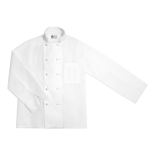 White Poly Cotton Chef Coat with Thermometer Pocket