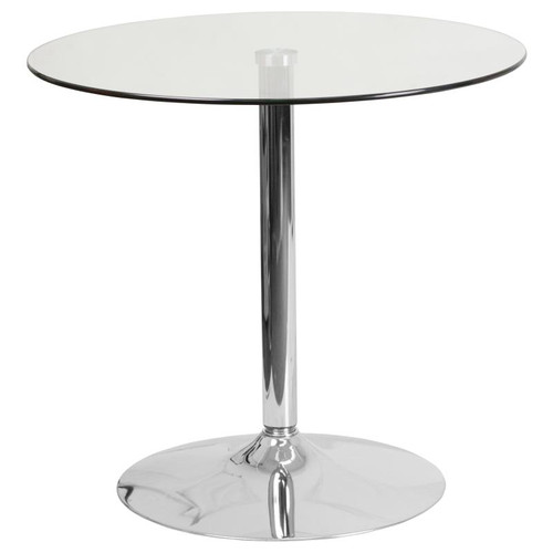 Hills 31.5" Round Glass Table with Chrome Base